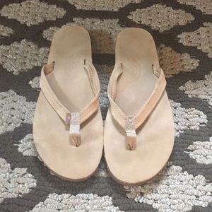 Rainbow Women’s Flip Flops Sand Color. Sz 10